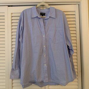 J. Crew Etienne Oversized Shirt in Lightweight Oxford (Blue, XL)